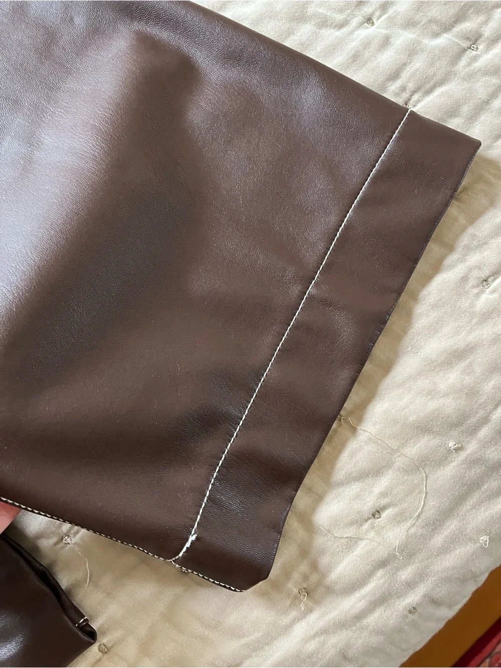 Colette Crop Wide-Leg Faux Leather Pants in Chocolate